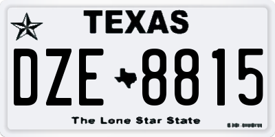 TX license plate DZE8815