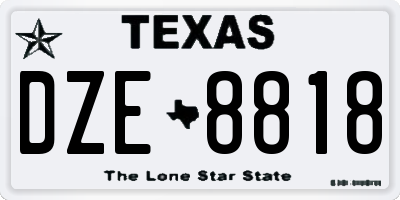TX license plate DZE8818