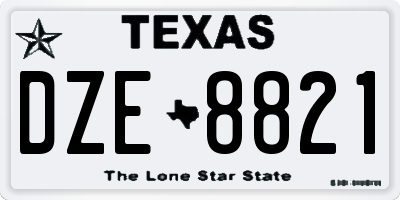 TX license plate DZE8821