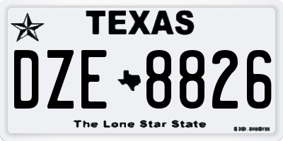 TX license plate DZE8826