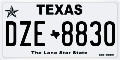 TX license plate DZE8830