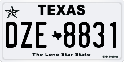 TX license plate DZE8831