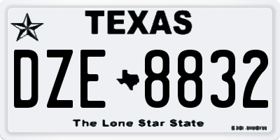 TX license plate DZE8832