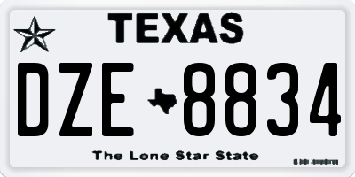 TX license plate DZE8834