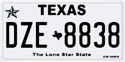 TX license plate DZE8838