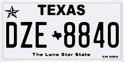 TX license plate DZE8840