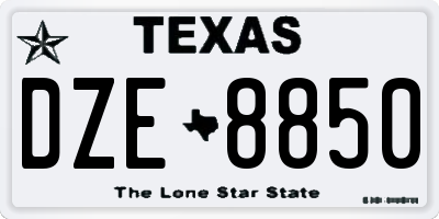 TX license plate DZE8850