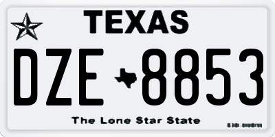 TX license plate DZE8853