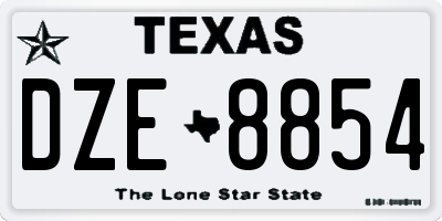 TX license plate DZE8854