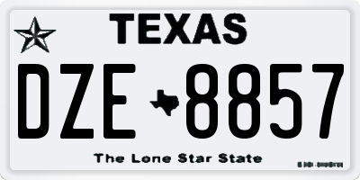 TX license plate DZE8857