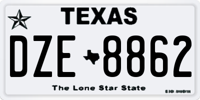 TX license plate DZE8862