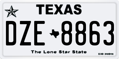 TX license plate DZE8863