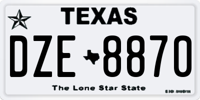 TX license plate DZE8870