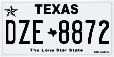 TX license plate DZE8872