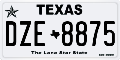 TX license plate DZE8875