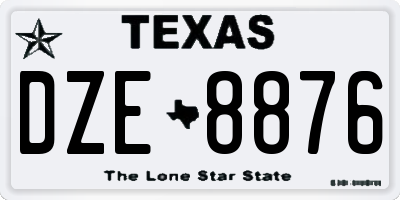TX license plate DZE8876