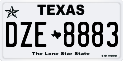 TX license plate DZE8883