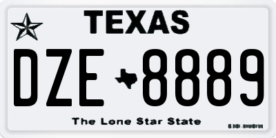 TX license plate DZE8889