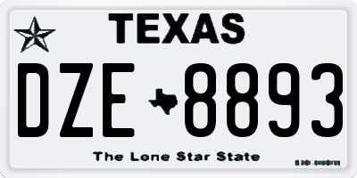 TX license plate DZE8893