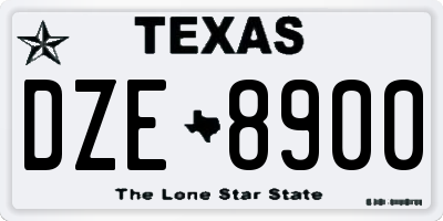 TX license plate DZE8900