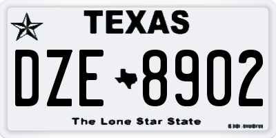 TX license plate DZE8902