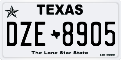 TX license plate DZE8905
