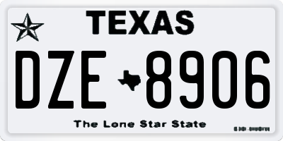 TX license plate DZE8906