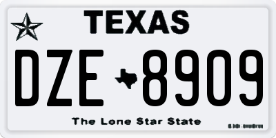 TX license plate DZE8909
