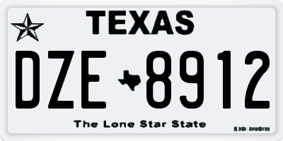 TX license plate DZE8912
