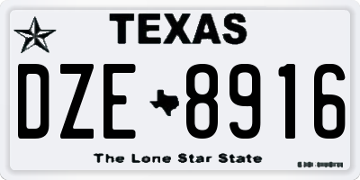TX license plate DZE8916
