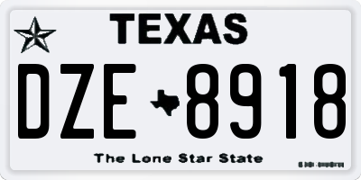 TX license plate DZE8918