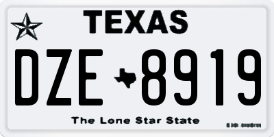 TX license plate DZE8919