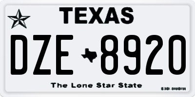 TX license plate DZE8920