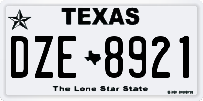 TX license plate DZE8921