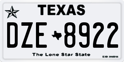 TX license plate DZE8922