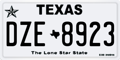 TX license plate DZE8923
