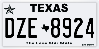 TX license plate DZE8924