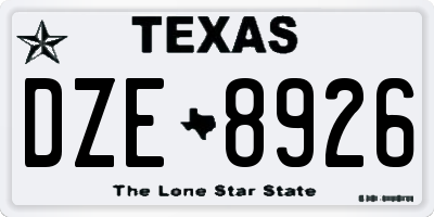 TX license plate DZE8926