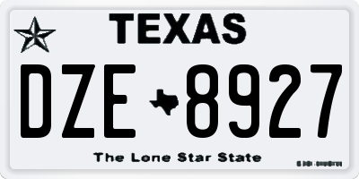 TX license plate DZE8927