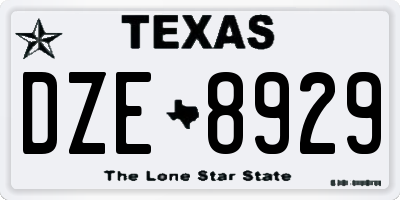 TX license plate DZE8929