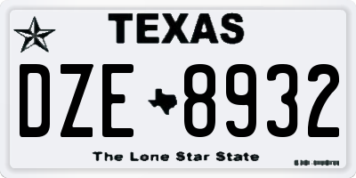 TX license plate DZE8932