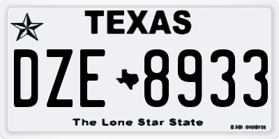 TX license plate DZE8933