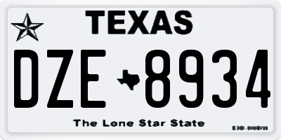 TX license plate DZE8934