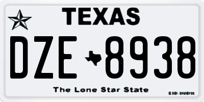 TX license plate DZE8938