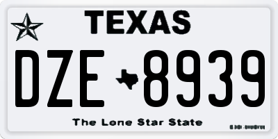 TX license plate DZE8939