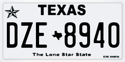 TX license plate DZE8940