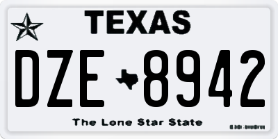TX license plate DZE8942
