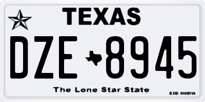 TX license plate DZE8945