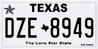 TX license plate DZE8949