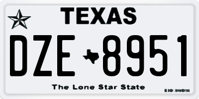 TX license plate DZE8951